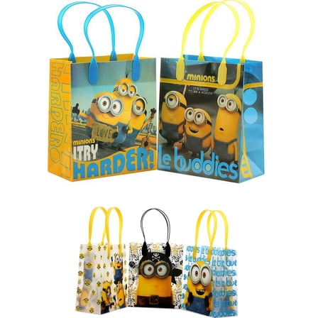 6 Minions Small Reusable Goodie Gift Treat Assorted Bags 6"