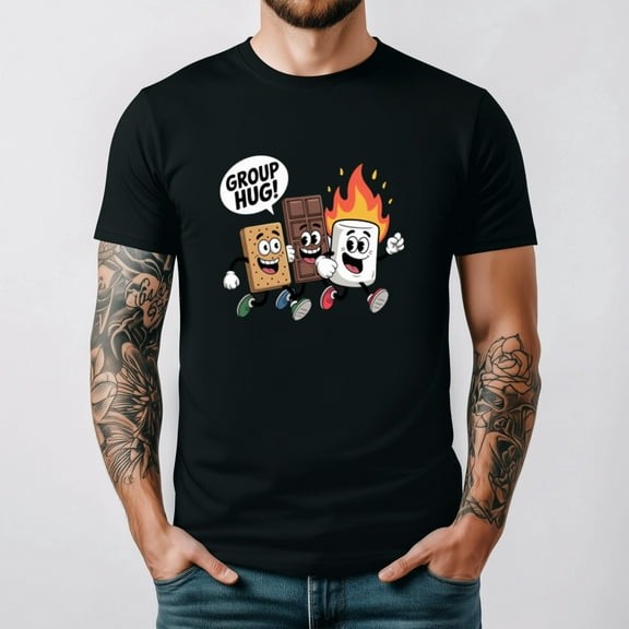 Group Hug Smores Funny Cartoon Marshmallow Chocolate Unisex T-Shirt up to 5XL