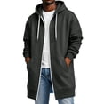 thumbnail image 2 of LNZGNM Hoodies for Men Zip Up Loose Fit Casual Fall Sweatshirts, Fashionable Drawstring Long Sleeve Top Coat with Pockets, Dark Gray (XXXL), 2 of 6