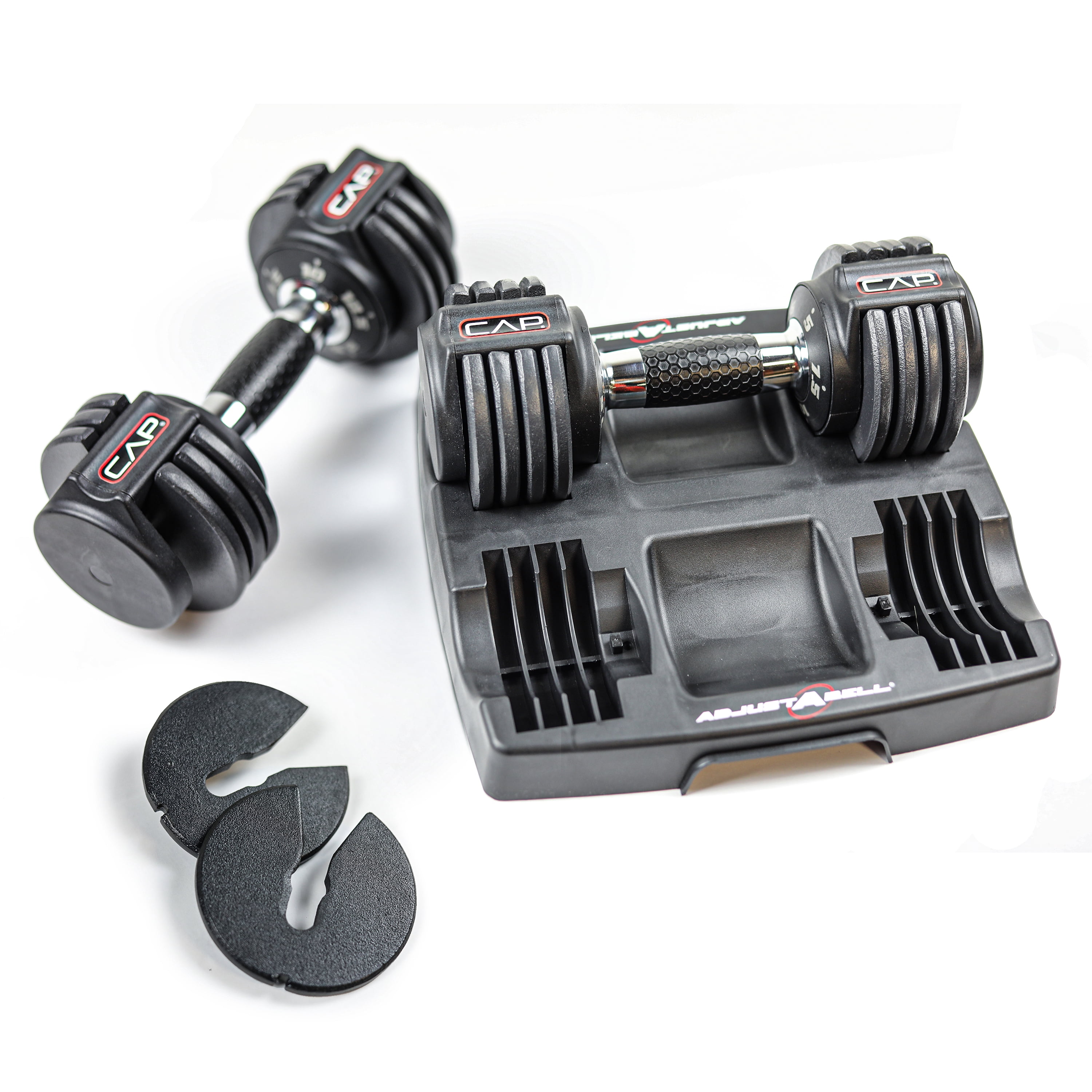 CAP Barbell ADJUSTABELL Adjustable Dumbbell Set, Premium Quick Select Adjustable Weights for Strength Training, 12.5 lb, Pair - Chrome and Black Handle