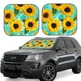 thumbnail image 2 of Bingfone Yellow Sunflowers With Green Leaves Print 2-Piece Sun Shade Front Windshield - Foldable Car Front Window Sunshades For Most Sedans Suv Truck - Large, 2 of 7
