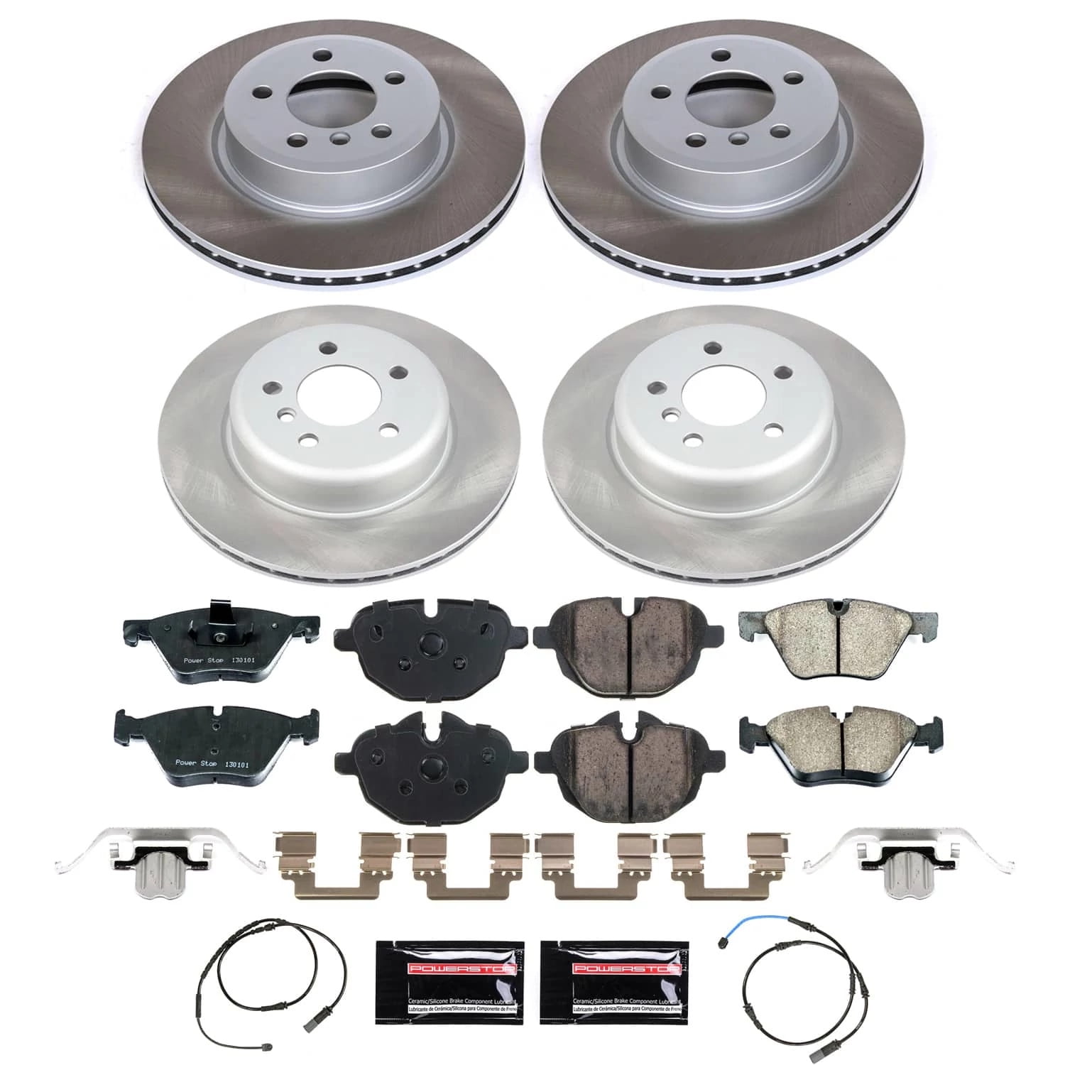 PowerStop Front and Rear Semi-Coated Rotor and Low-Dust Ceramic Brake Pad Kit SC6033
