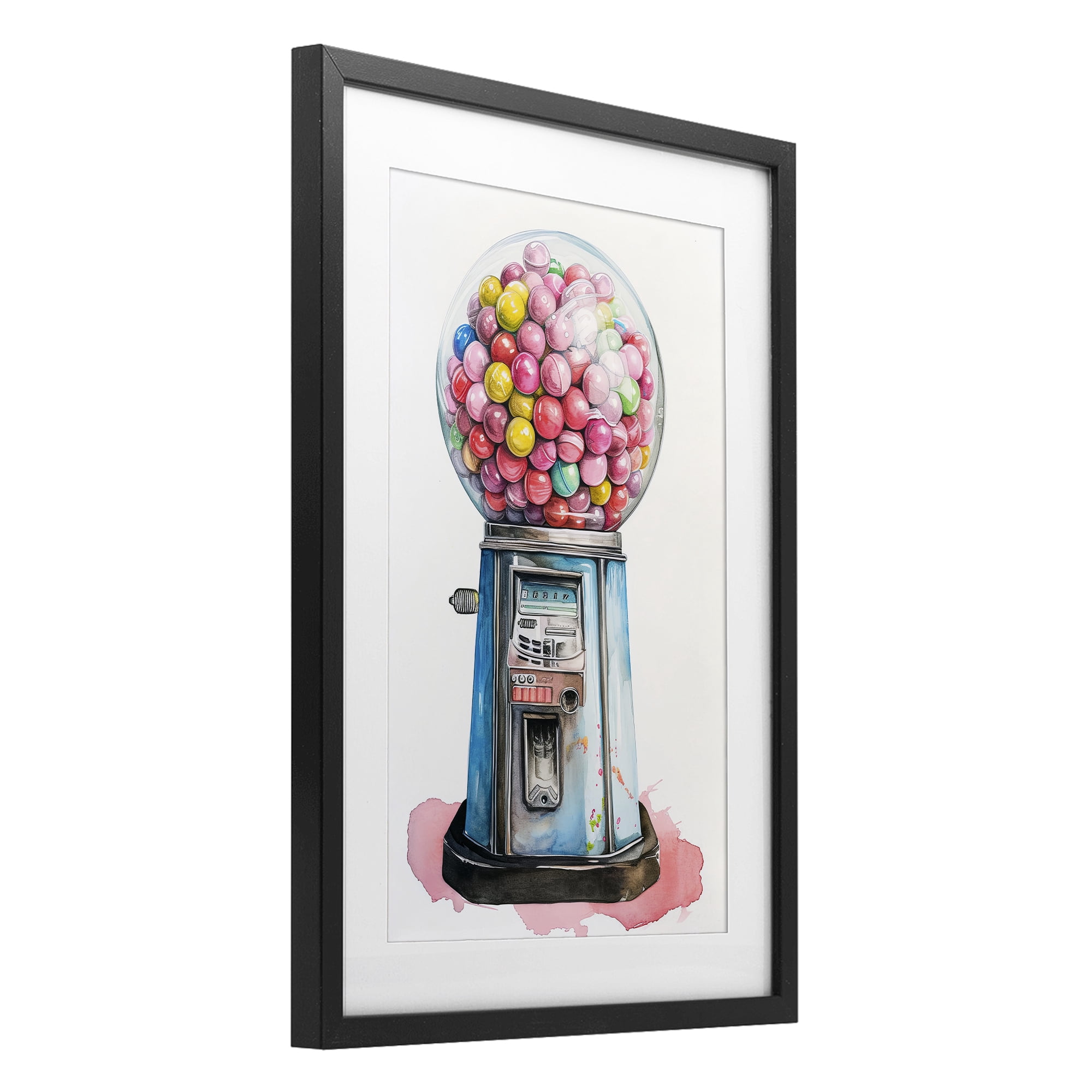 Stupell Industries Retro Gumball Machine Black Framed Print Under Glass, design by Ray Powers