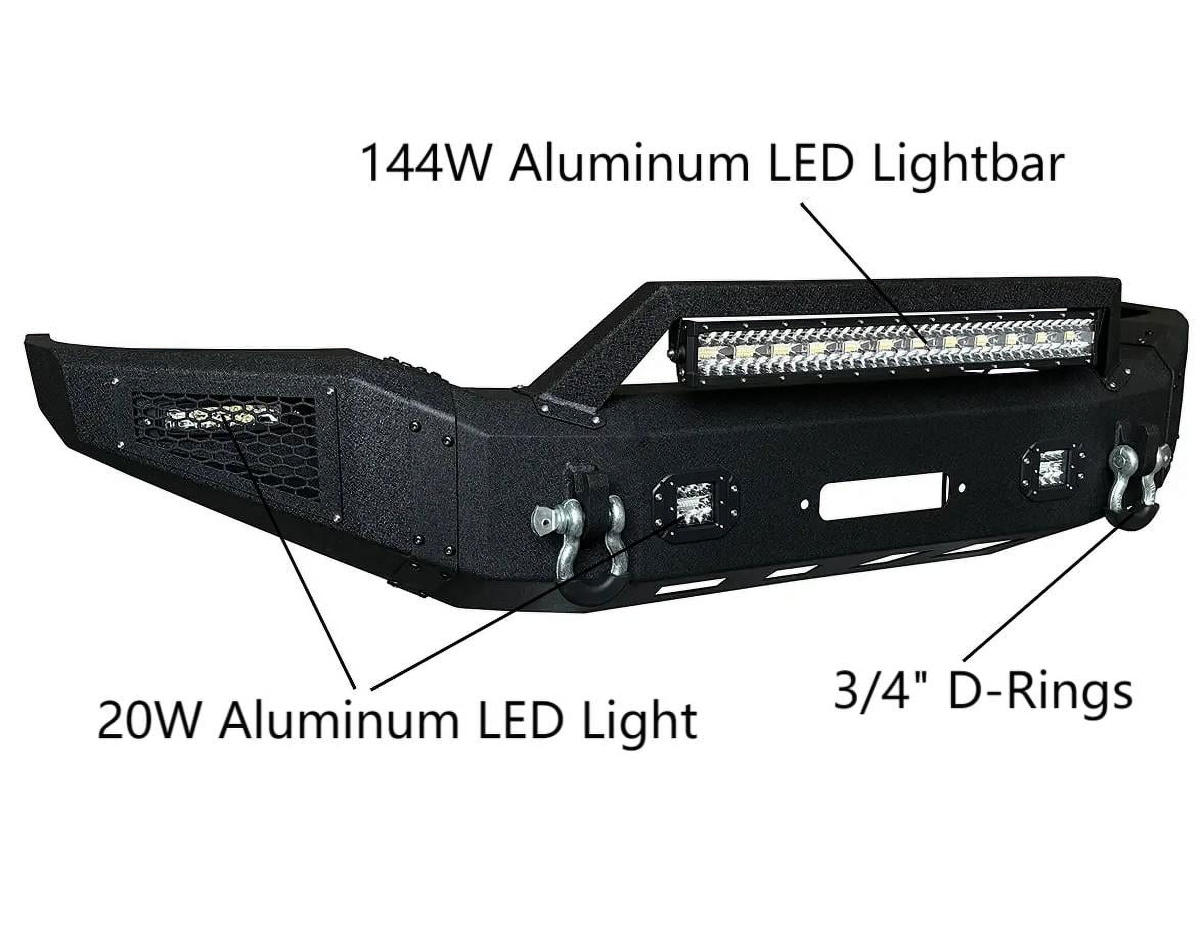 Vijay Compatible with 2007-2008-2009-2010-2011-2012-2013 Toyota Tundra Front and Rear Bumper Textured Black Steel with Lights and D-rings