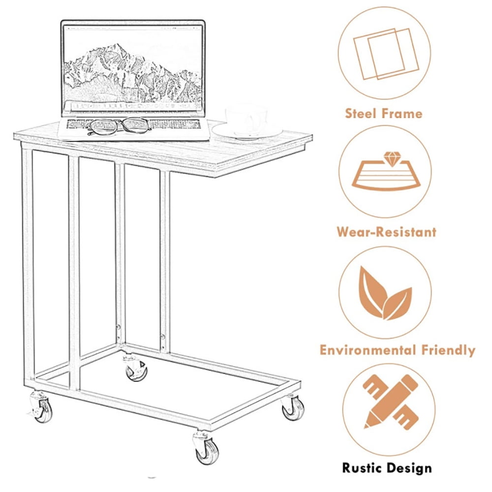 Finihen Side Table, Laptop Holder Sofa Multiple Side End MobileTable, Sofa Side Table, Bed Side Table, for Living Room, Bedroom, Brown