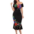 thumbnail image 1 of Vestido de mujer de manga corta con un hombro, casual, a la moda, para fiesta, diario, elegante, estampado Fridja  qw735, 1 of 7