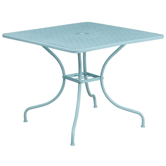 35.5'' Square Coral Indoor-Outdoor Steel Patio Table