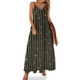 thumbnail image 1 of Robe Rétro à Pois Rayés Noir Blanc Club Maxi Robe Style Rue Boho Plage Longues Robes Printemps Col en V Vêtements Oversize, 1 of 5