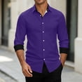 thumbnail image 3 of Stamzod Button Up Shirt Men Business Casual Color Block Long Sleeve Office Dress Shirts Men's Clothing Purple S, 3 of 7
