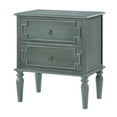 thumbnail image 2 of 27"Tall Farmhouse Wooden 2-drawer End Table with Charging Station Round Ring Pulls End Table Blue, 2 of 7