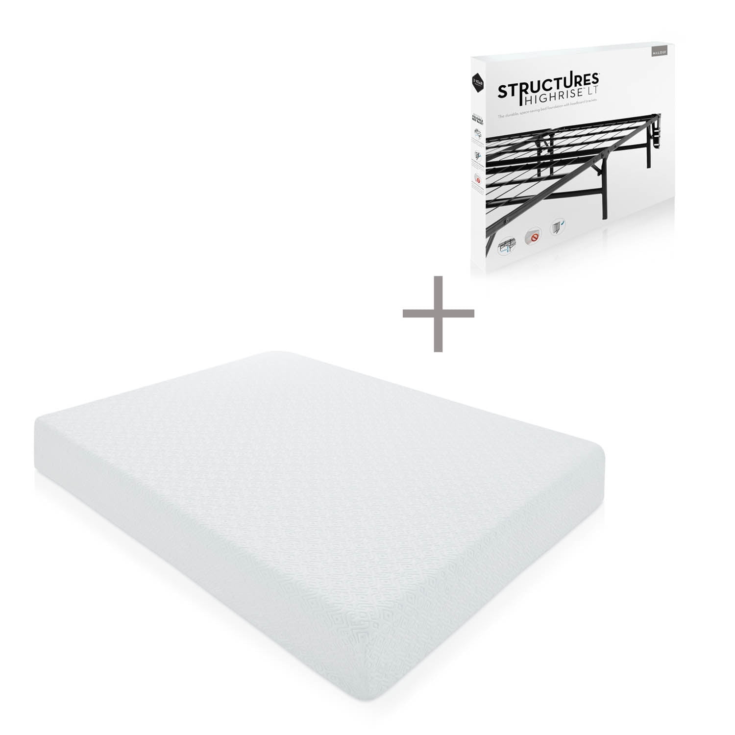 Lucid 10 Memory Foam Mattress With Bonus Folding Platform Bed Frame Twin Xl