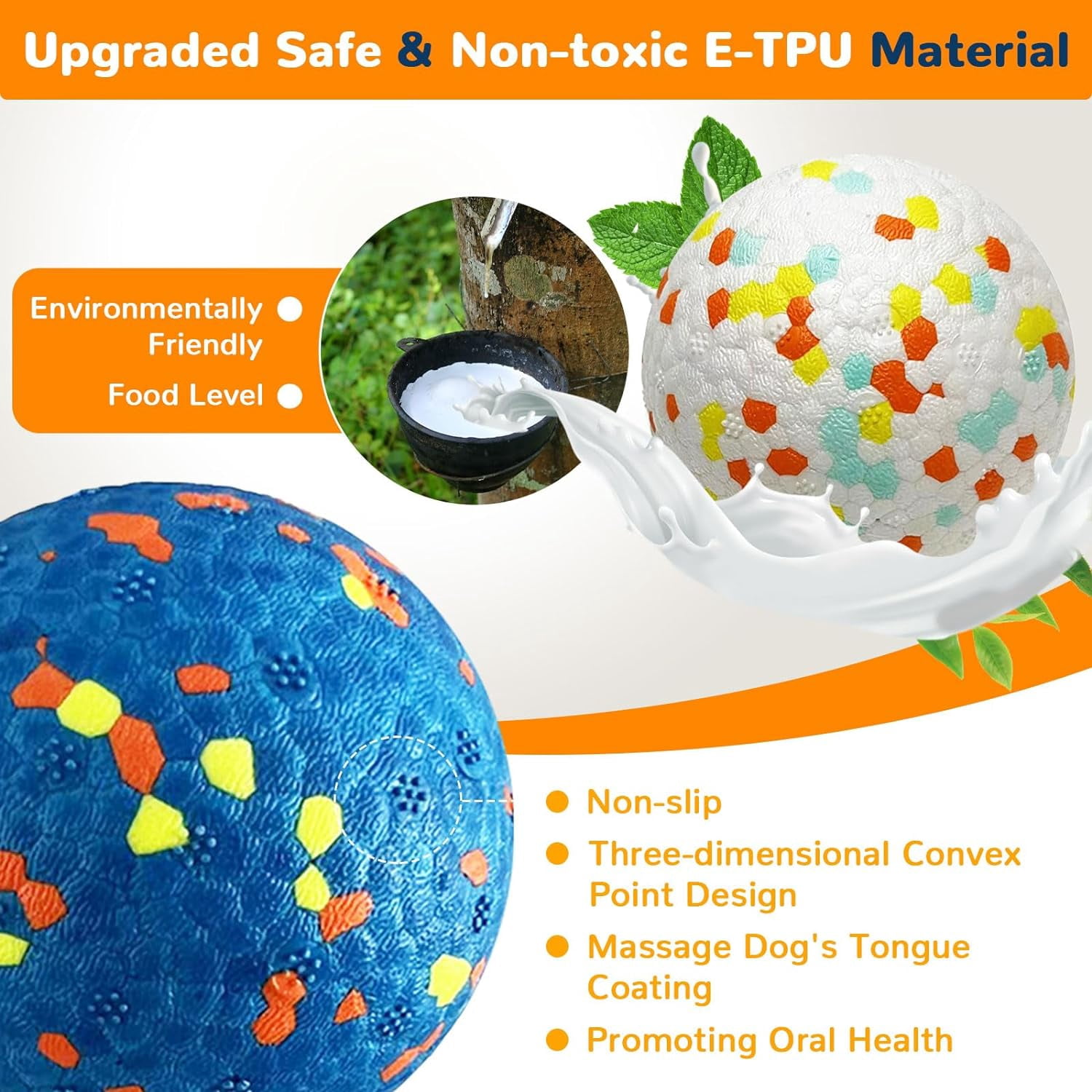 General 2 Pack Dog Balls Toys for Aggressive Chewers Indestructible Tennis Balls for Medium Large Dogs Water Toy Chew Ball Tough Durable Big Dog Toys Bouncing Ball for Dogs to Fetch, Blue+White