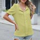 thumbnail image 4 of Fiudx Tops para Mujer Moda Mujer Casual Cómodo Sólido Manga Corta Cuello Redondo Blusa Camiseta Top, 4 of 6