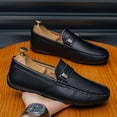 thumbnail image 5 of Men's Casual Loafers Slip On Leather Shoes Comfortable Lightweight Driving Shoes Male Moccasins Classic Penny Loafer Flats Boat Shoes Outdoor Walking Shoes, 5 of 14