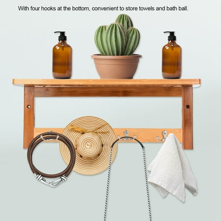 Vintage Bamboo Coat Rack OTVIAP Wall Mounted Bamboo Shelf,Bamboo Wall Mounted Coat Rack Hanger Towel Cloth Shelf With Hooks Bathroom Hallway,Wall Mounted Coat Rack ()