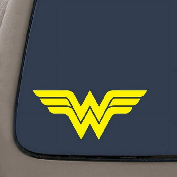Wonder Woman Decal Sticker for Car Window, Laptop, Motorcycle, Walls, Mirror and More (2" x 4.6", Yellow) | **2 Pack** | Car Truck Van SUV Laptop Macbook Wall Decals