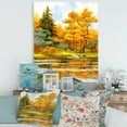 thumbnail image 2 of Designart ' Autumn Forest By The Lake Side II ' Lake House Canvas Wall Art Print, 2 of 4