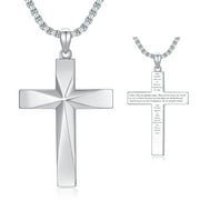 SISGEM 925 Sterling Silver Cross Necklace for Men, Crucifix Cross Pendant Necklace, Jewelry Gifts for Women Men