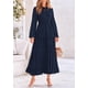 thumbnail image 4 of Vestido largo PRETTYGARDEN Elegante Swiss Dot Navy para mujer, 4 of 9