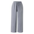 thumbnail image 2 of Women'S Solid Color Casual Fashion Cotton And Linen Drawstring Slacks For Women, 2 of 4