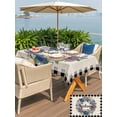 thumbnail image 5 of Outdoor Tablecloth with Umbrella Hole for Patio/Picnic/Party/Camping, Watercolor Hydrangea Waterproof Table Cloth Rectangle Table Cover Washable, Country Flowers Wreath Plants Plaid Beige (60"x 120"), 5 of 8