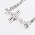 thumbnail image 3 of 6pc Adjustable Brass Bolo Bracelets Slider Bracelets with Cubic Zirconia and Box Chains Cross Platinum 10-1/4 inch(260mm), 3 of 5