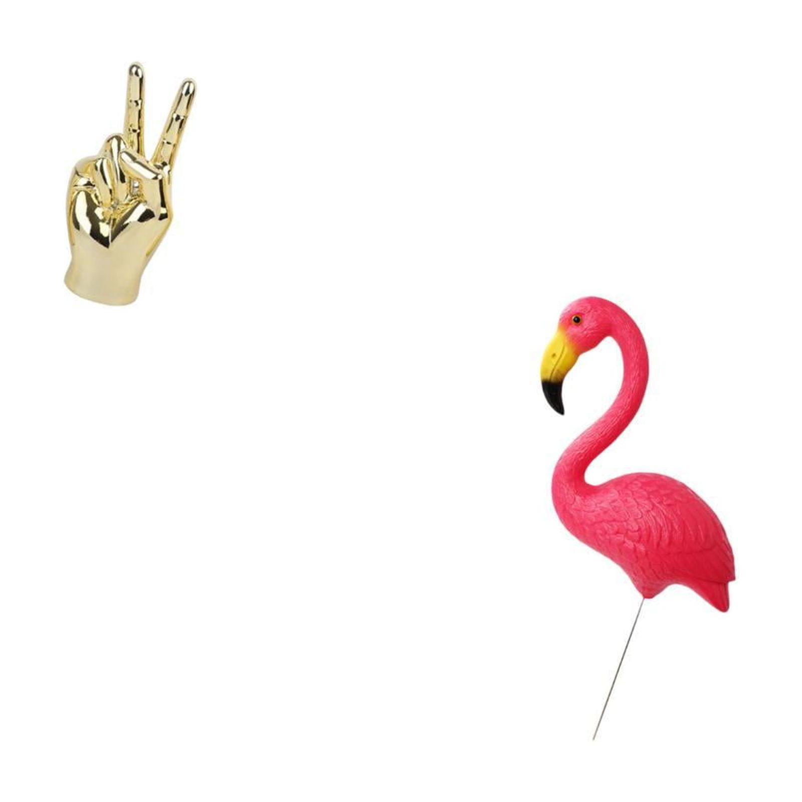 2 Pieces Hand Finger Gesture Statues Sculpture Flamingo Stake Resin Material for Home Lawn Yard Art Ornament