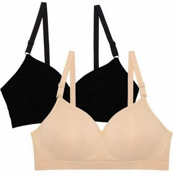 Fruit of the Loom Women's Seamless Wire Free Push-up Bra 2 Black Hue/in the Buff 2-pack 34B