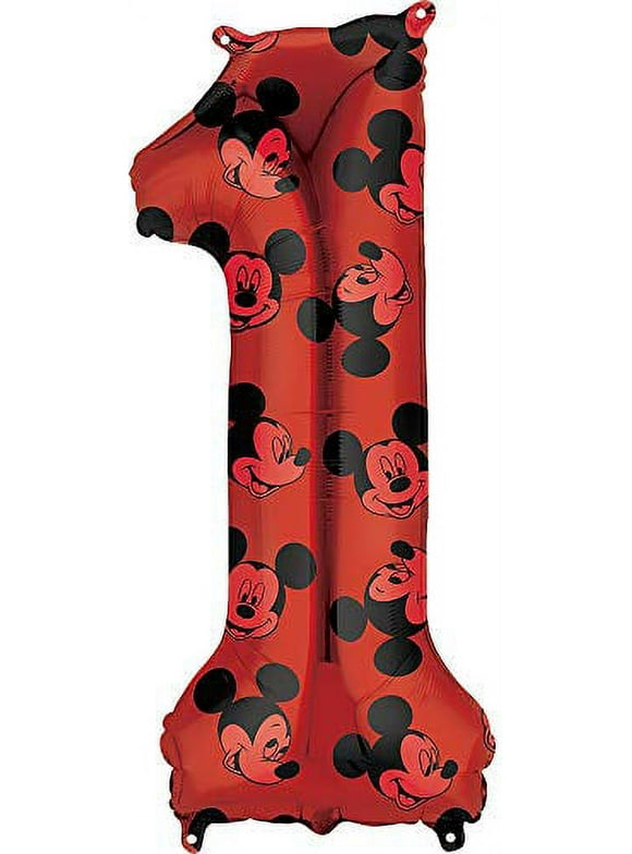 Anagram 34" Number 1 Red Mickey Mouse Foil Balloon, Multicolor