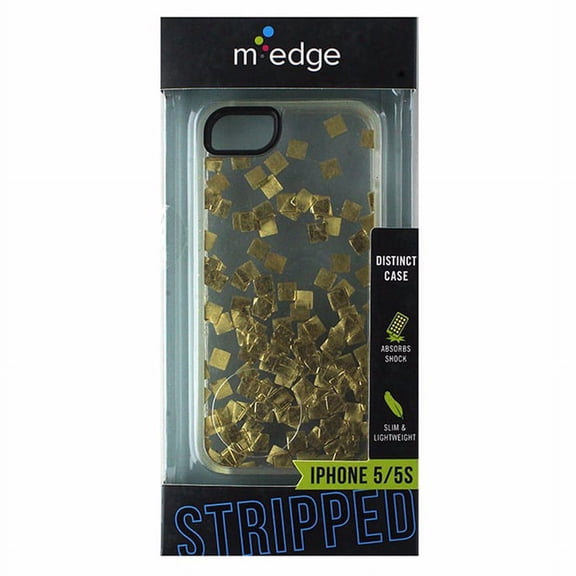 M-Edge Stripped Protective Case Cover for iPhone SE/5s/5 - Clear/Gold Flakes