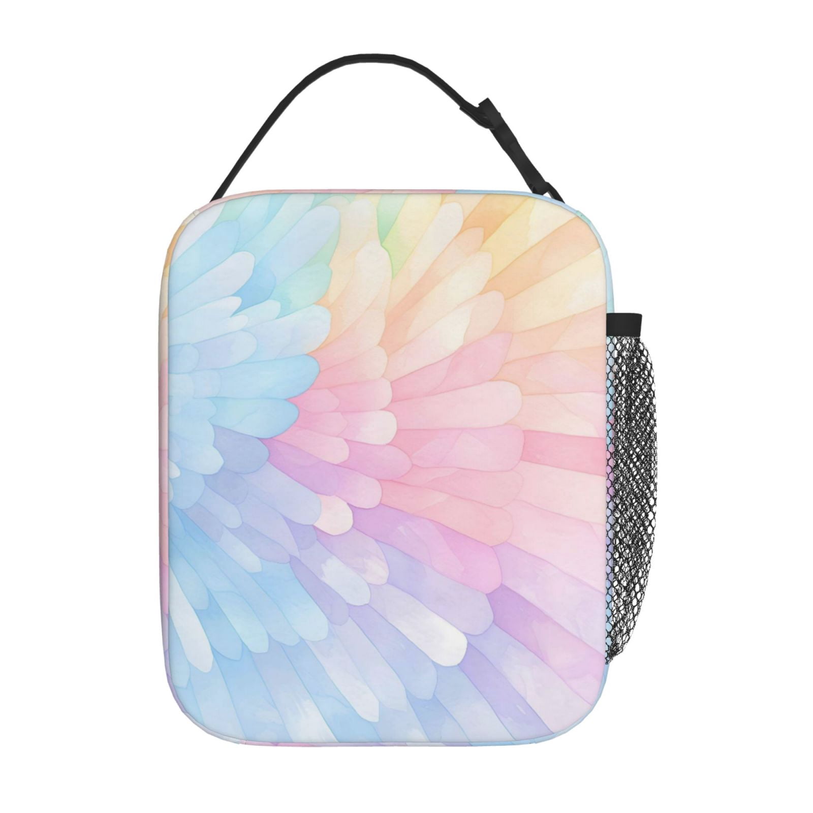 Lunch Bag For Women Men Insulated Portable Lunch Box Bento Box Office Picnic Travel Cooler Bag Gray Tie-Dye Background Rainbow Colors_4