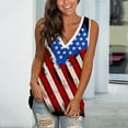 thumbnail image 2 of USSUMA Womens Summer Tops Long Flowy Swing Tank T-Shirts for Women Trendy 4th of July American Flag Womens Blouses and Tops Dressy Sleeveless V Neck Tunic Plus Size Shirts for Women, 2 of 5