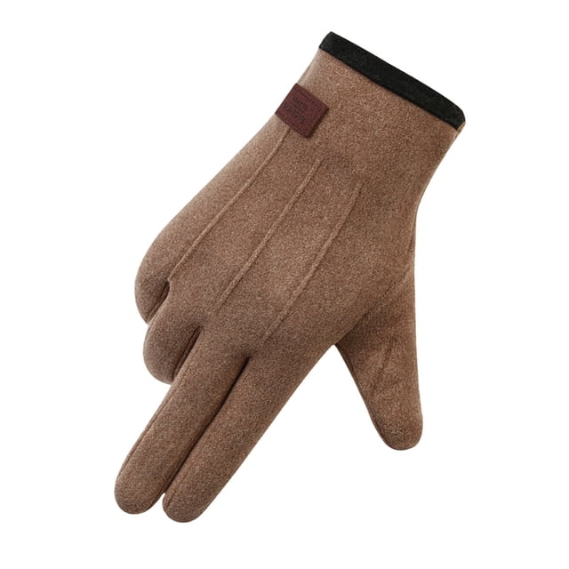 WZXFASHION Mens Winter Rabbit Fleece And Fleece Thickened Outdoor Wind And Cold Screen Gloves Clothing Shoes & Accessories Coffee One Size