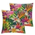 thumbnail image 2 of Nawypu 2pack Tropical Throw Pillow Covers Tropical Leaves&amp;Flowers with Parrot Flamingo Bird Pattern Home Decorative Cushion Covers Pillowcase (Tropical) White, 2 of 6