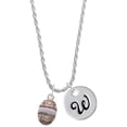 thumbnail image 1 of Delight Jewelry Silvertone Egg Pink & Lavender Silvertone Script Initial Disc - W - Charm Necklace, 20"+3", 1 of 4