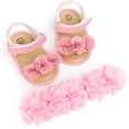 thumbnail image 4 of Infant Baby Girls Summer Sandals Indoor Slippers Open Toe Lace Princess Dress Wedding Flats Shoes Newborn Toddler Soft Non-slip Sole First Walker Crib Shoes 0-18 months, 4 of 6