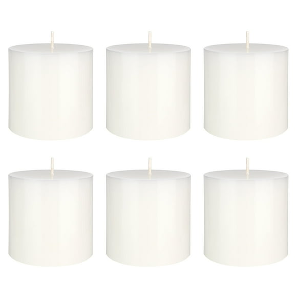 Mega Candles 6 pcs Unscented White Round Pillar Candle, Hand Poured Premium Wax Candles 3 Inch x 3 Inch, Home Décor, Wedding Receptions, Baby Showers, Birthdays, Celebrations, Party Favors & More