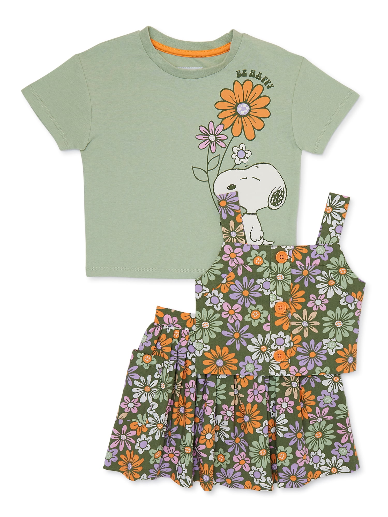 Peanuts Baby and Toddler Girls T-Shirt, Tank and Skirt Set, 3-Piece, Sizes 12M-5T