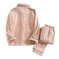 thumbnail image 3 of DHFJKG Womens Pajama Set Flannel Sleepwear Winter Warm Long Sleeve Turndown Collar Button Front Top Bootoms 2 Piece Fuzzy Loungewear Comfort Home Clothes, 3 of 3