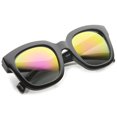 thumbnail image 4 of sunglassLA Unisex Bold Oversize Chunky Frame Horn Rimmed Mirror Lens Square Sunglasses (Black / Pink Yellow Mirror) - 53mm, 4 of 4