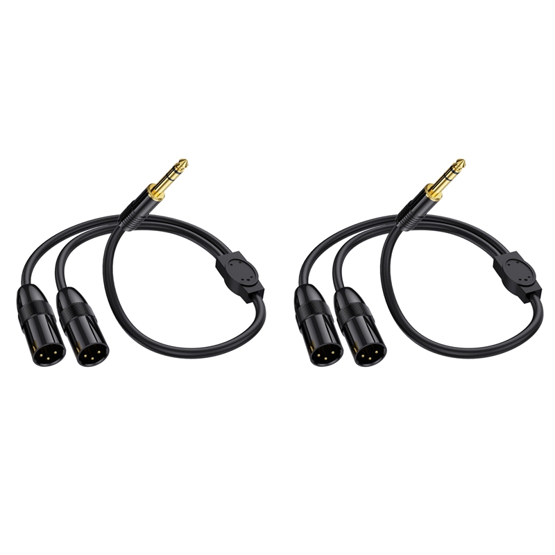 2X Conector Macho TRS de 6,35 mm A 2 Micrófonos XLR Macho Duales ...