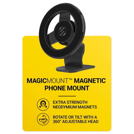 Scosche MagicMount Magnetic Car Phone Holder MagSafe Compatible Adhesive Dash Mount Black SMSDM-XC
