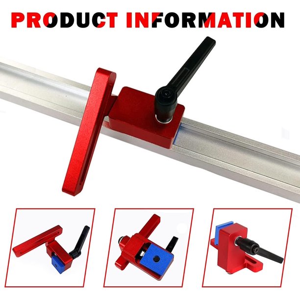 30 tipos para ranura en T, rieles en T, bricolaje para carpintería, herramientas de carpintería de tope de riel de inglete para banco de trabajo de carpintería (1 pieza, rojo)