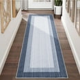 thumbnail image 3 of Runner Rugs 2x6 Washable Mid-Century Modern Area Rugs Stain-Resistant Abstract Linear Hallway Rugs with Non-Slip Backing Ultra-Thin Low Pile Carpet for Bedroom Laundry, Blue, 3 of 9
