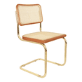 thumbnail image 5 of Breuer Chair Company Marcel Breuer B32 Cesca Cane Cantilever Side Chair w/ Brass Steel Frame Cherry Wood & Natural Cane (Made in Italy) by Furnish Theory, 5 of 14