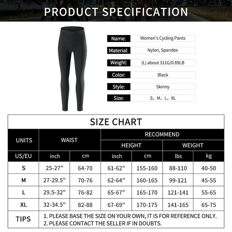 Women'sBicycle Pants 4D Padded Road Bike Tights Breathable Cycling Long  Leggings- PL8032-Black