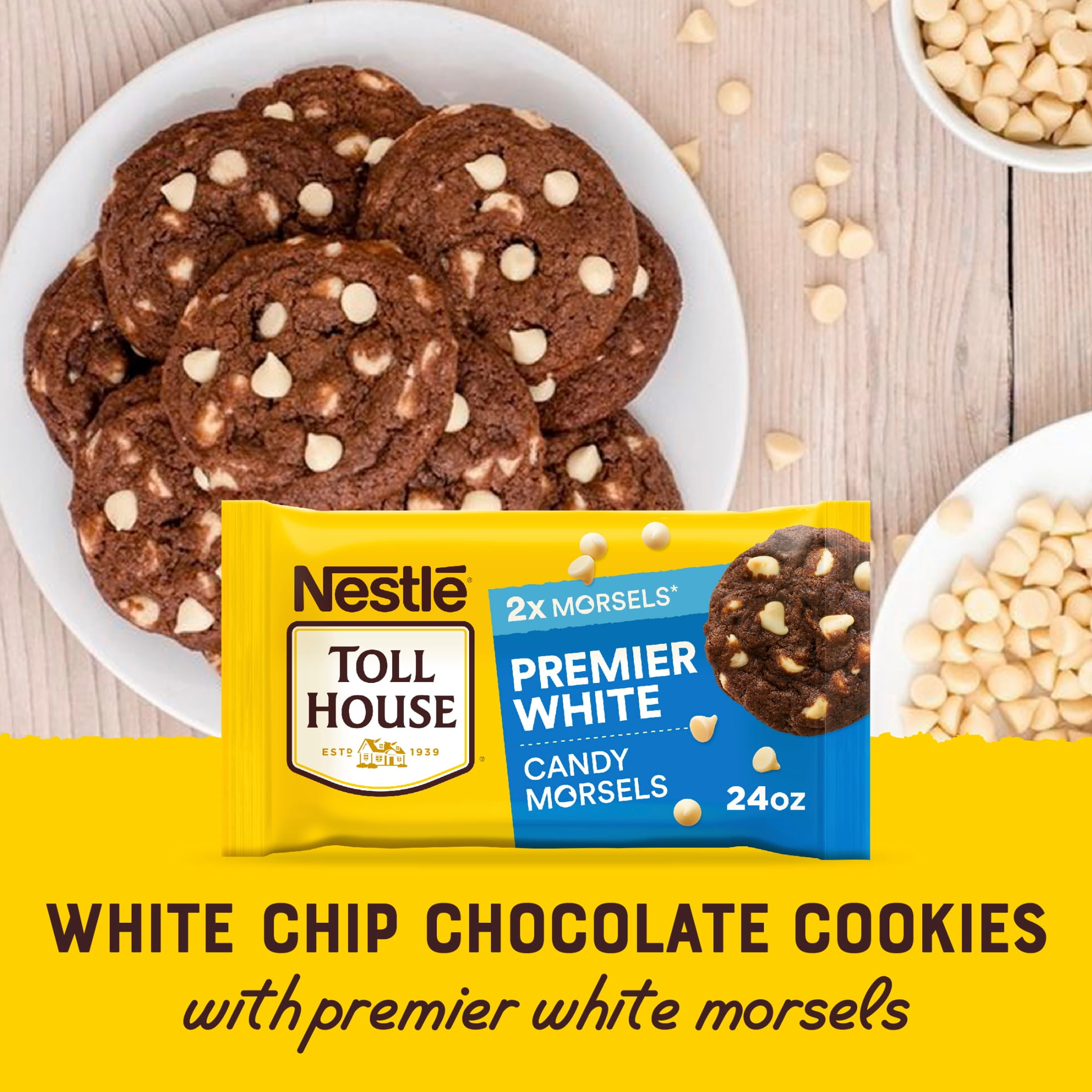 Nestle Toll House Premier White Regular Baking Chips, Morsels for Baking, 24 oz Bag
