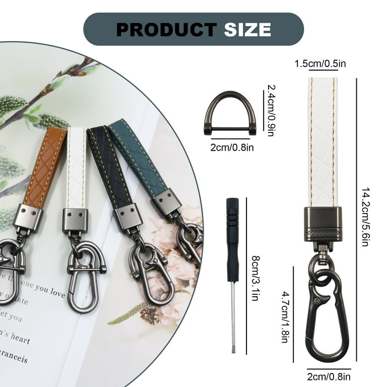 LELE LIFE 4Pcs Leather Car Keychains, Durable Key Fob Holder, 360Â - Main Image