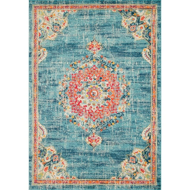 Unique Loom Penrose Center Medallion Rug10' x 14' Rectangle Turquoise/Beige