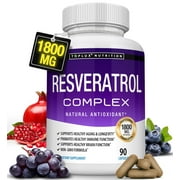 Toplux Resveratrol Supplement 1800mg Trans-Resveratrol for Antioxidant Anti-Aging Support 90 Capsules